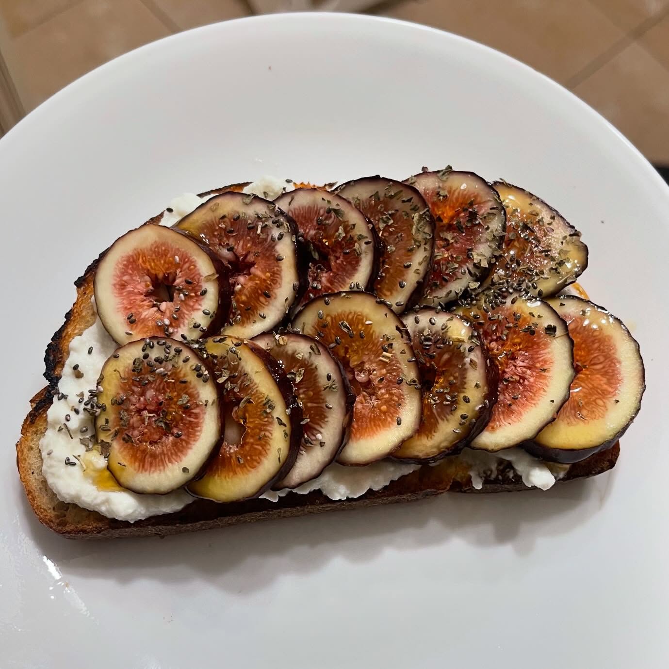 fig and ricotta toast (with honey, chia, and basil)