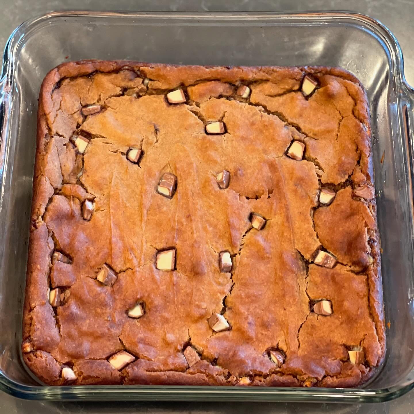 chickpea brownies (with kinder bars instead of chocolate chips)