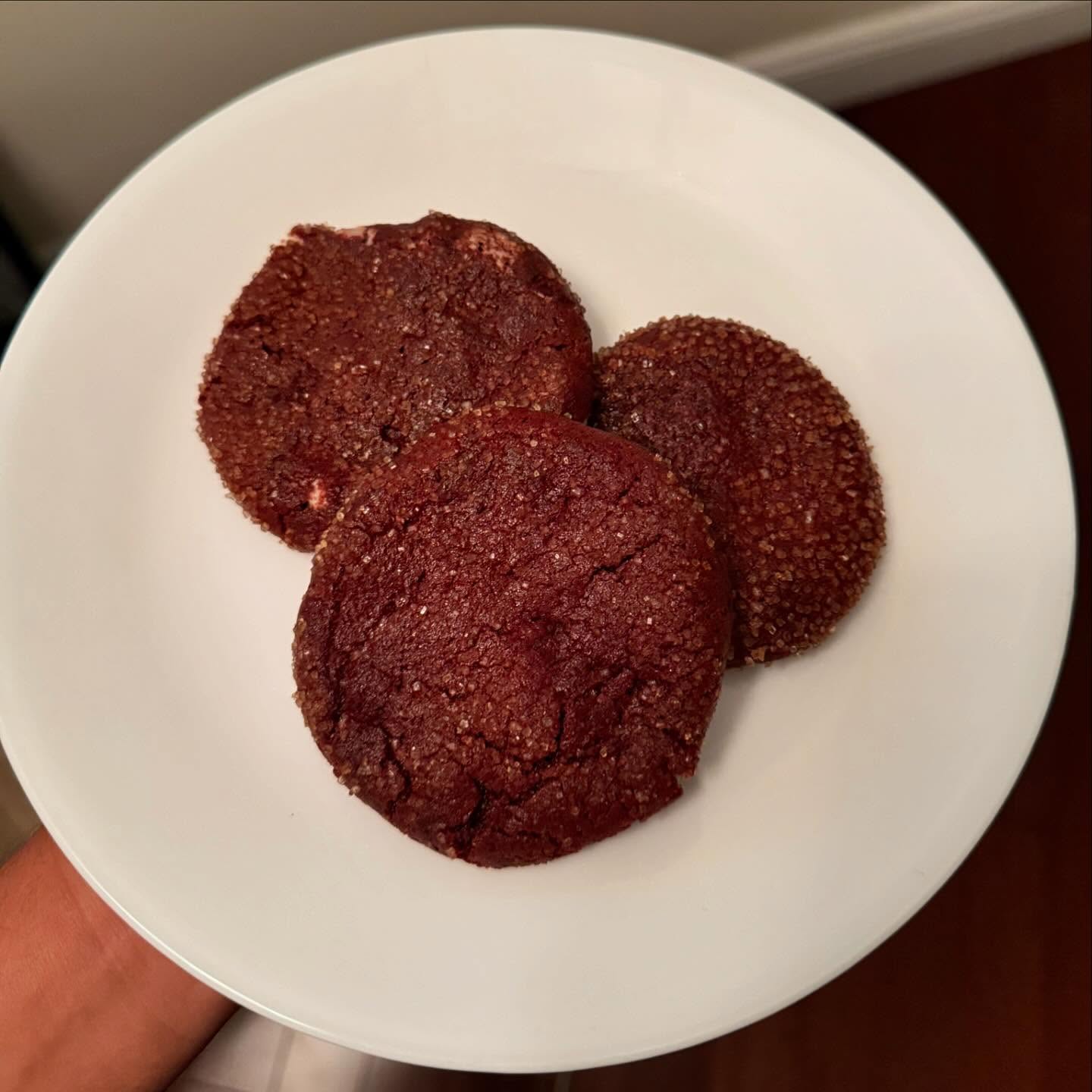 red velvet cookies stuffed with cream cheese