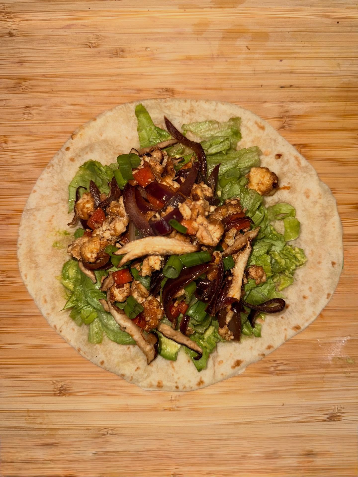 charred veggie and tofu burrito