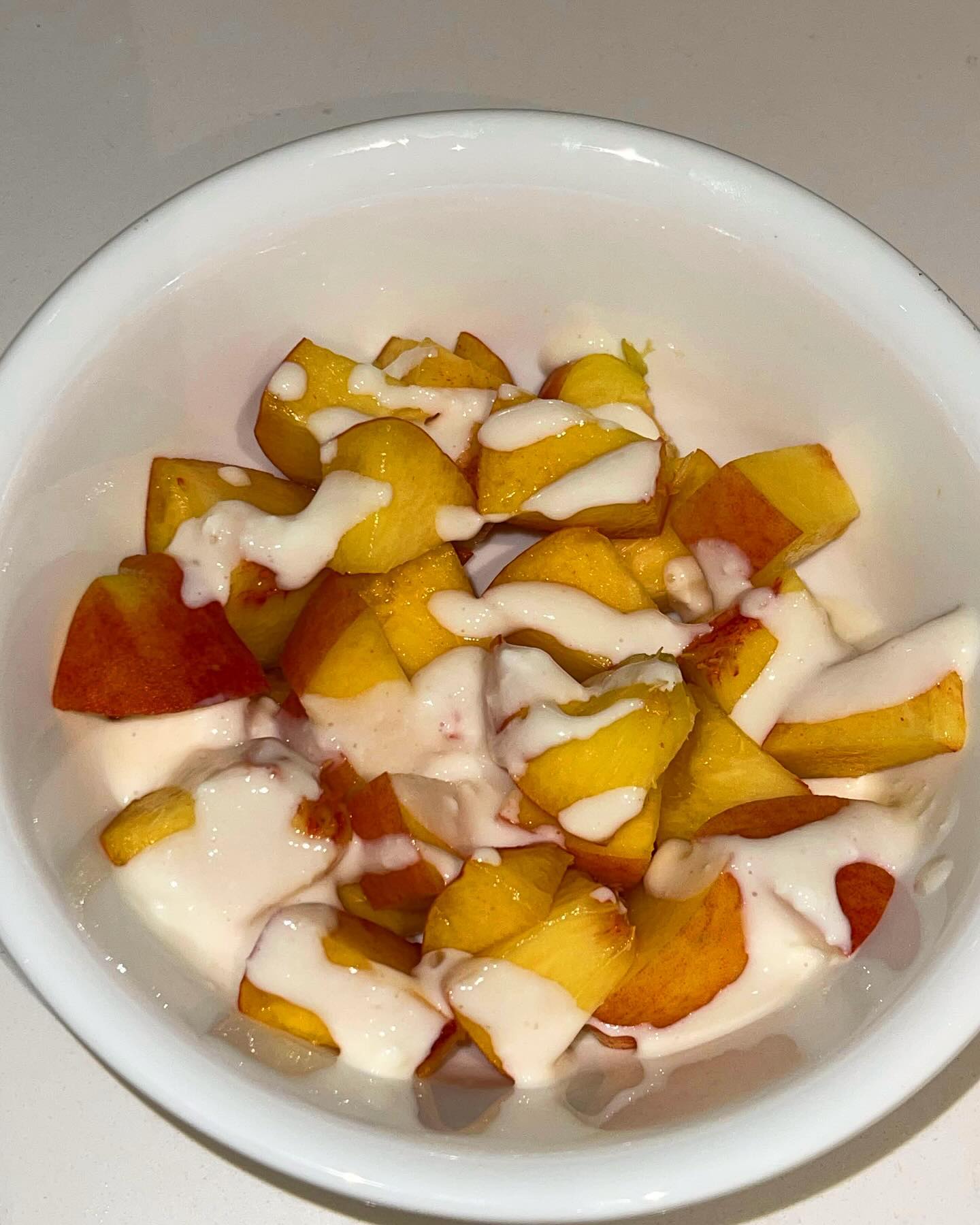 peaches and cream (cottage cheese blended with vanilla and honey)