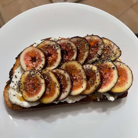 fig and ricotta toast (with honey, chia, and basil)