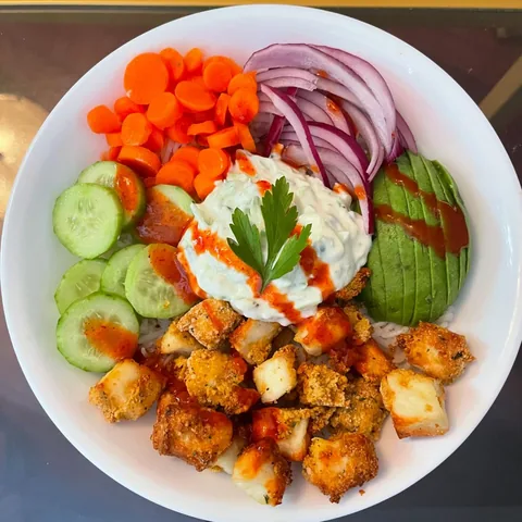 halloumi bowl w tzatziki