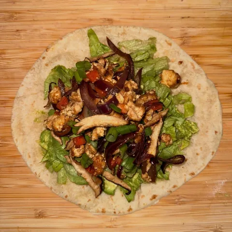 charred veggie and tofu burrito