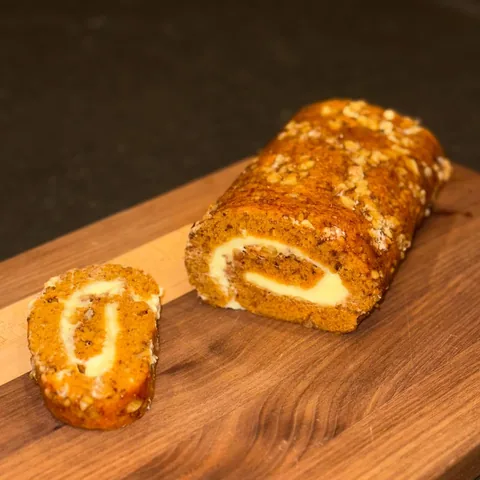 pumpkin roll with cream cheese frosting