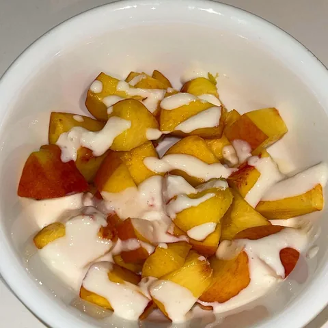 peaches and cream (cottage cheese blended with vanilla and honey)