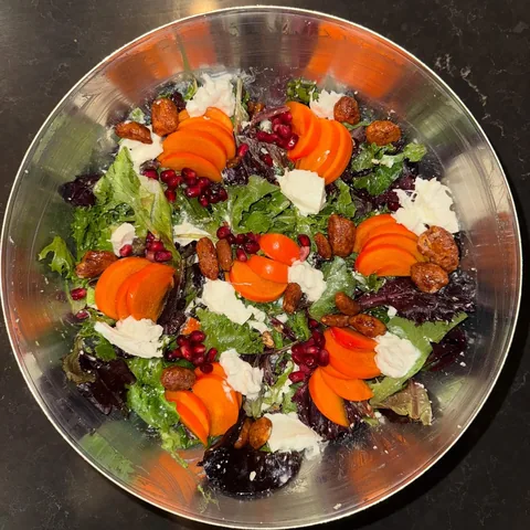 persimmon and truffle burrata salad